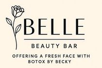 Belle Beauty Bar logo with a line-art flower and the tagline “Offering a fresh face with Botox by Becky”