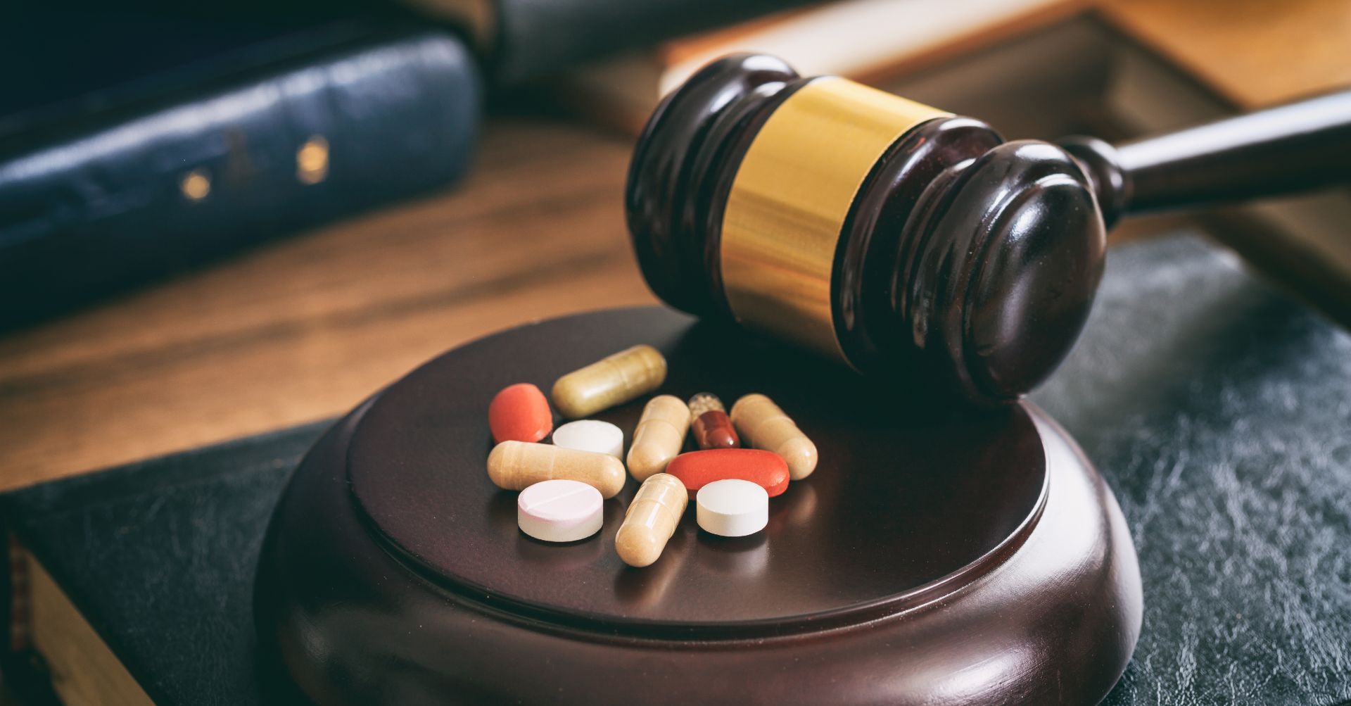 Pills with gavel. Call today to speak to John M. Cook, the best Dallas criminal defense attorney. 