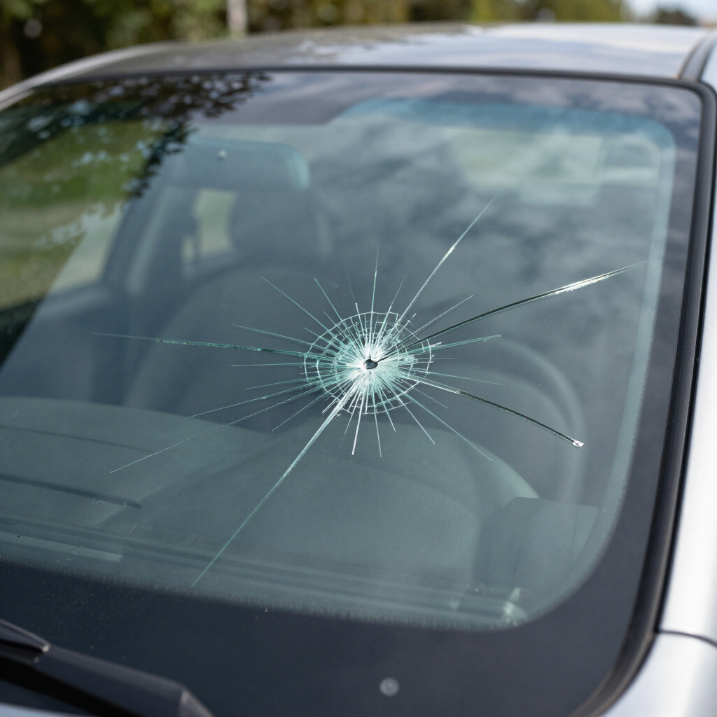 A certified mobile technician injecting premium structural resin into a windshield rock chip.