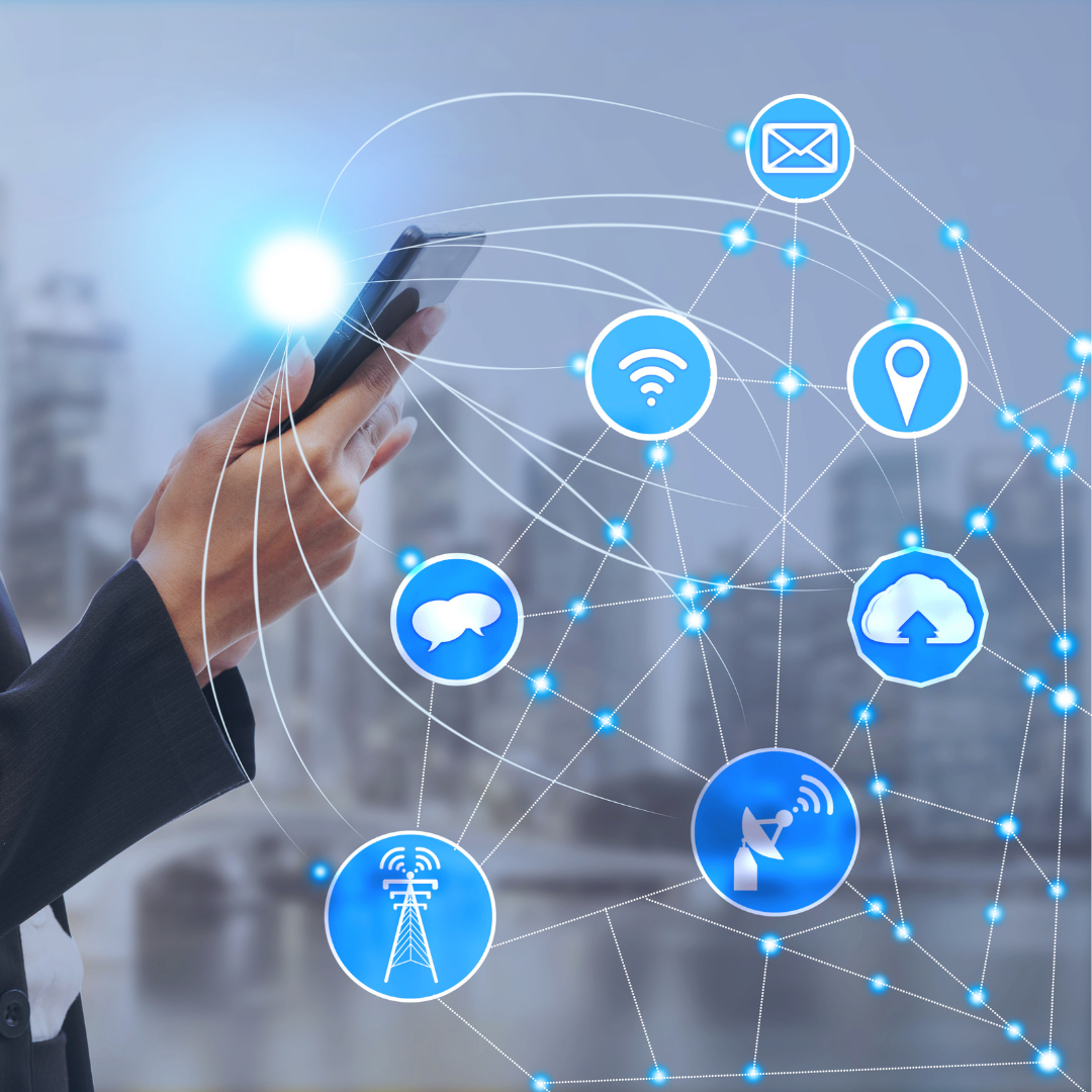 Cellphone with icons graphic