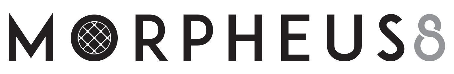 the word morpheus8 is written in black and white on a white background .