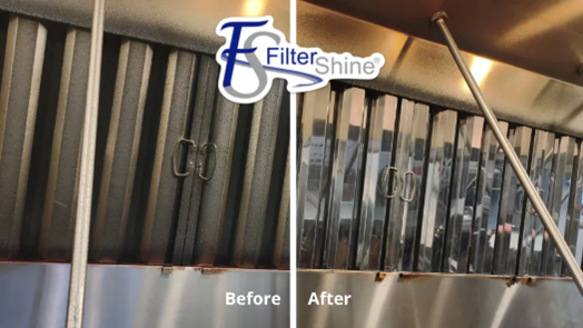 Dirty and clean vent filters shown side by side with Before and After labels. Dirty and clean vent filters shown side by side with Before and After labels.