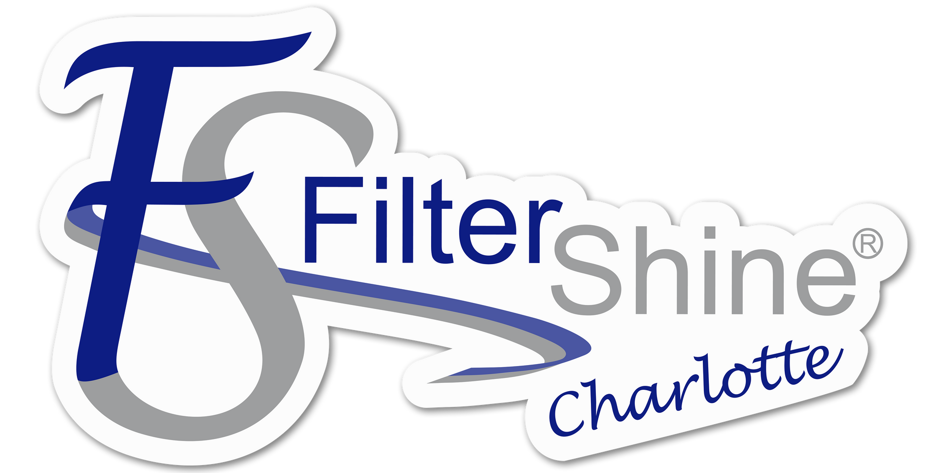 The logo for filter shine charlotte is a sticker on a white background.