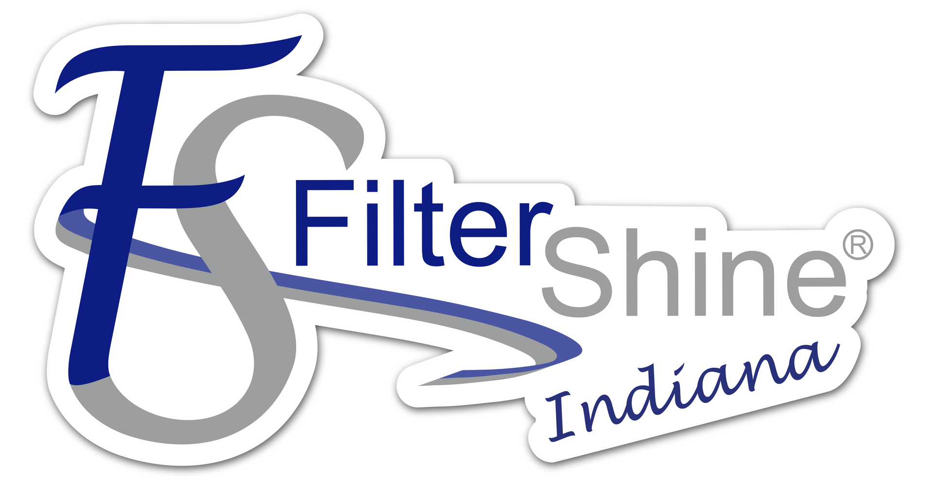 The logo for filter shine indiana is a sticker on a white background.
