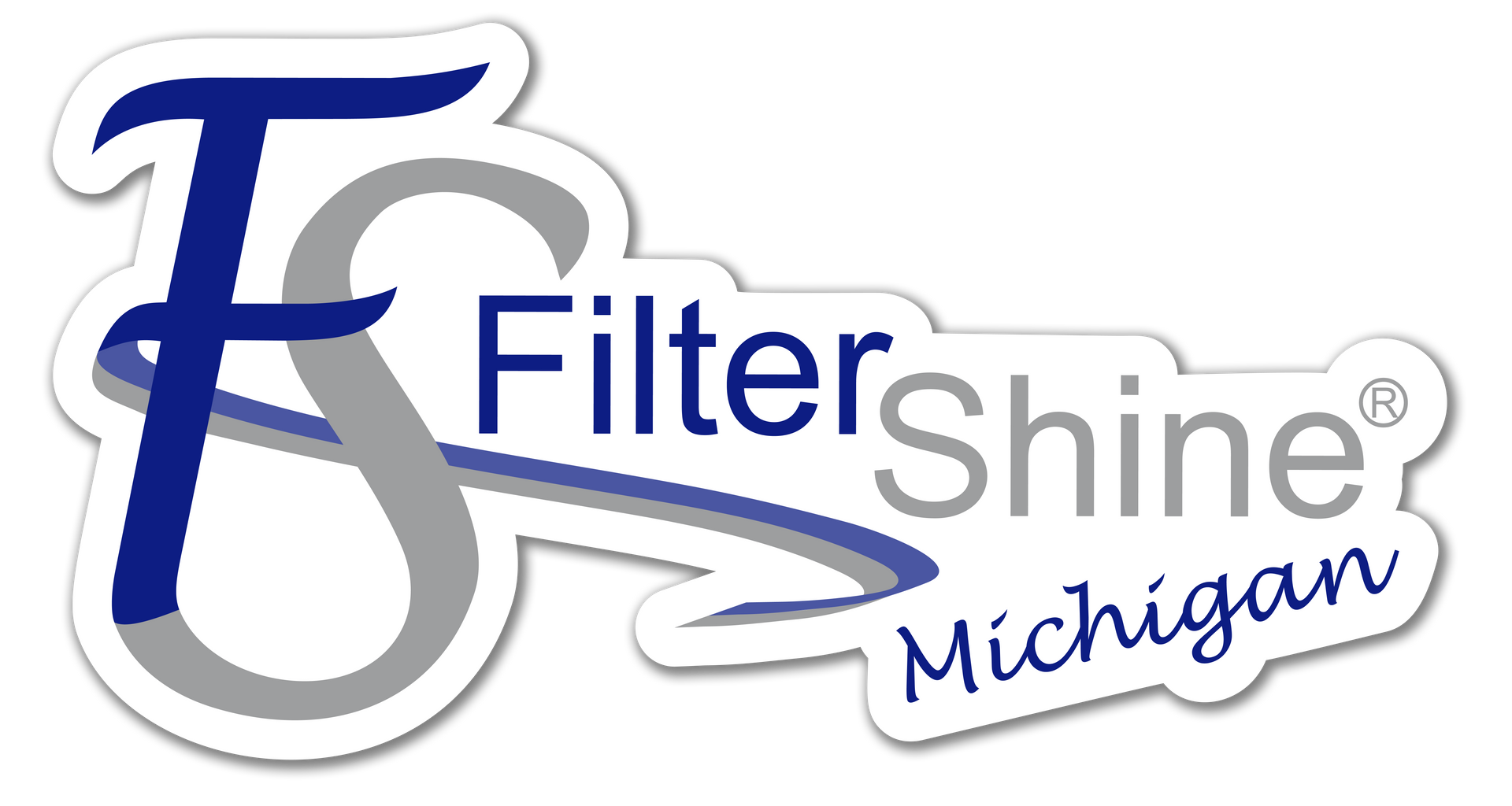The logo for filter shine michigan is a sticker on a white background.