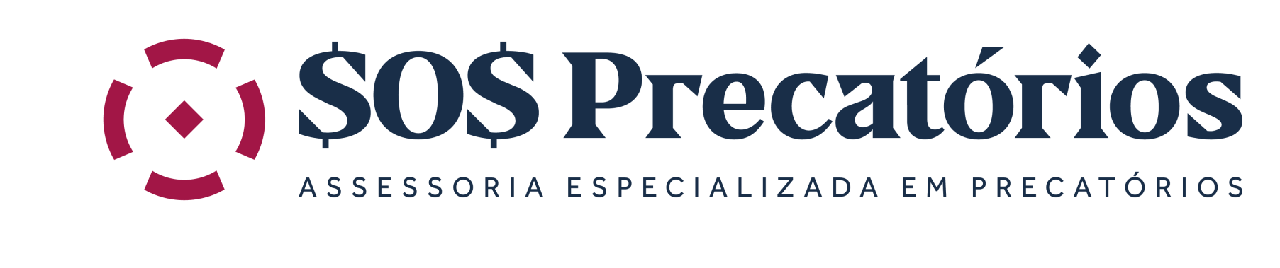 Um logotipo para sos precatórios é mostrado em um fundo branco