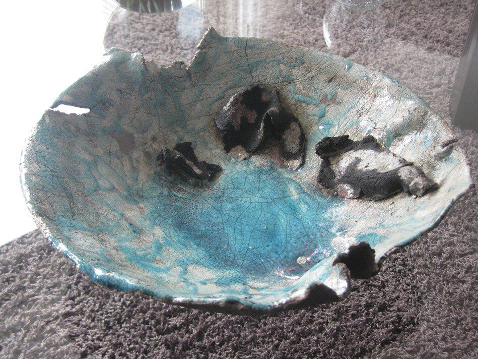 Turquoise Raku Schaal  - Keramiek Schaal