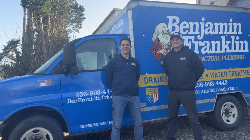 Adam Tucci and Tripp Kirkland, owners of Benjamin Franklin Plumbing of Kernersville