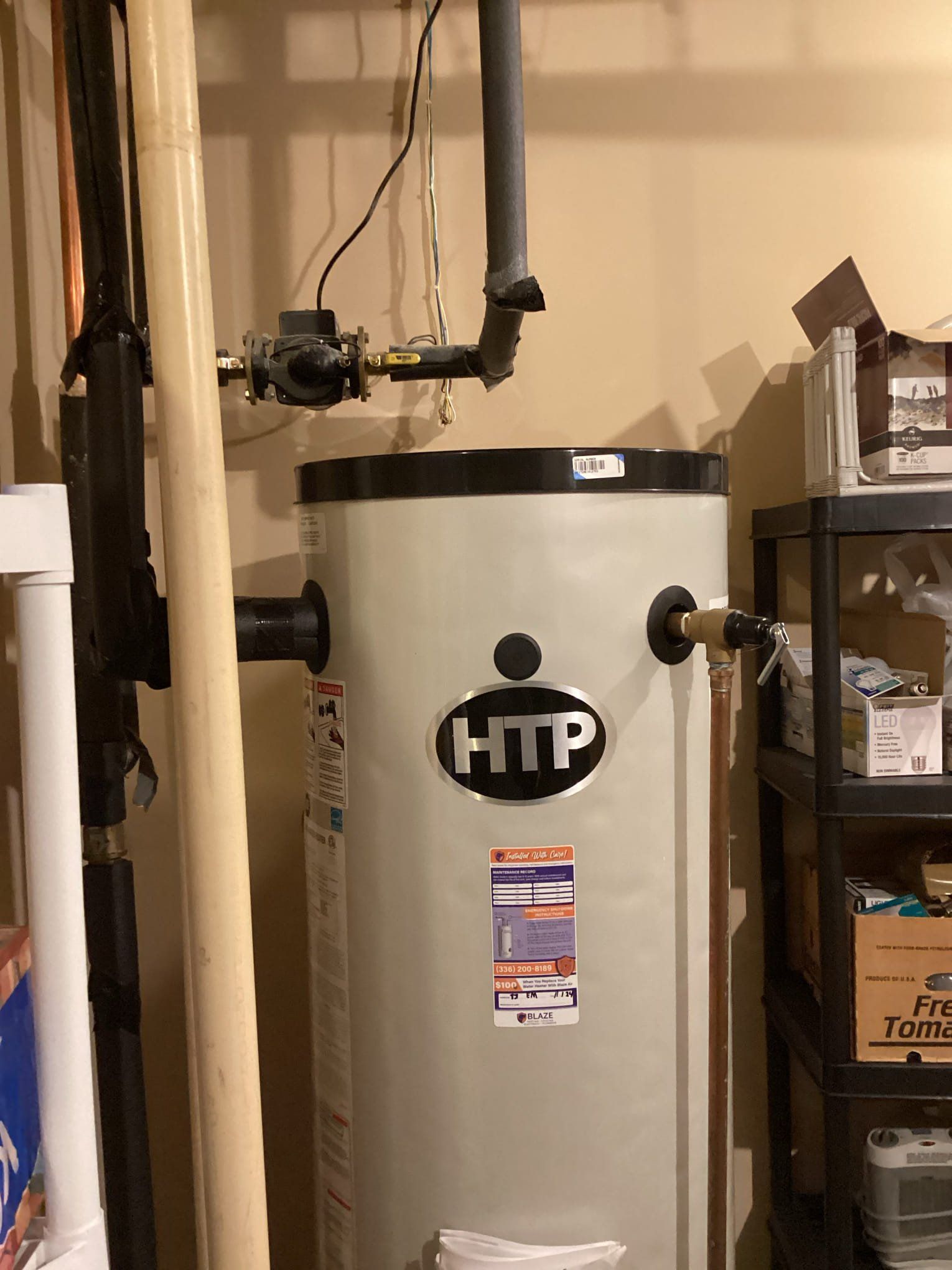 Storage tank water heater installation