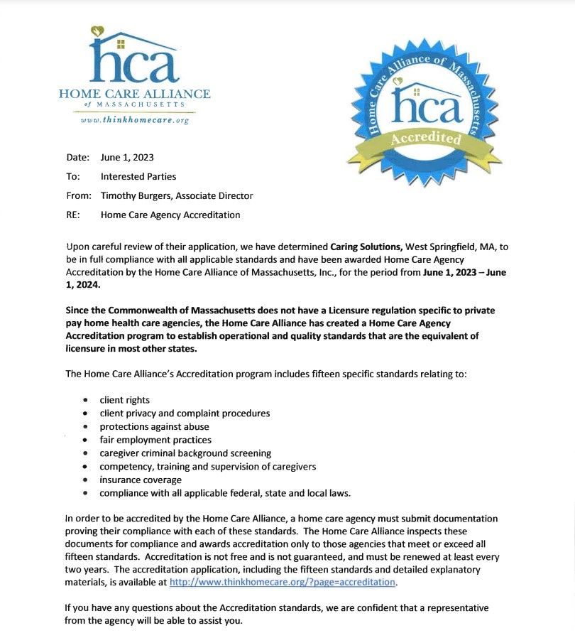 Yearly Accreditation Home Care Alliance