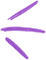 Purple abstract logo made of three diagonal brush-like strokes on a white background