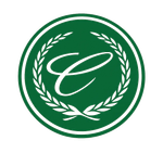 Green circular logo with a white laurel wreath and stylized letter C in the center