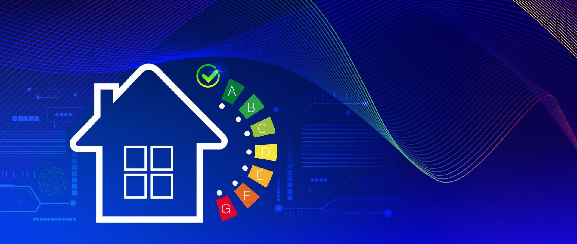 A blue background with a house icon on it.