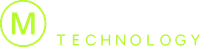 Green &ldquo;M TECHNOLOGY&rdquo; logo with a circled M and lime text on a white background