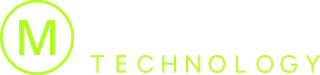 Green &ldquo;M TECHNOLOGY&rdquo; logo with a circled M and lime text on a white background