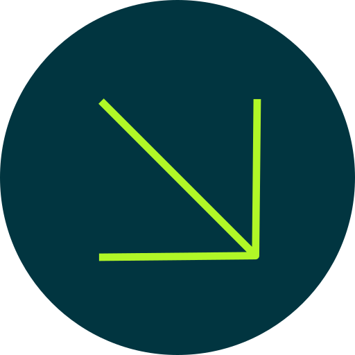 Dark teal circle with bright lime-green right-angle lines and a diagonal line meeting at the corner