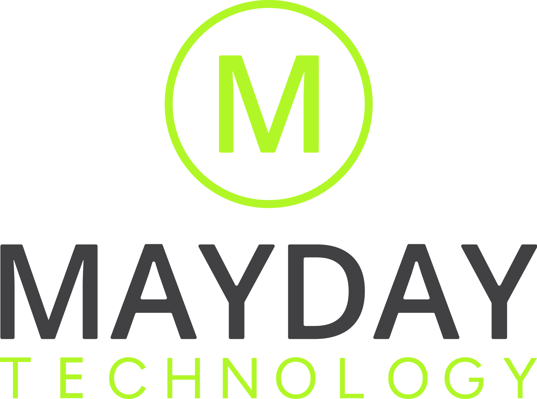 Mayday Technology logo with a green “M” in a circle above the company name in black and green