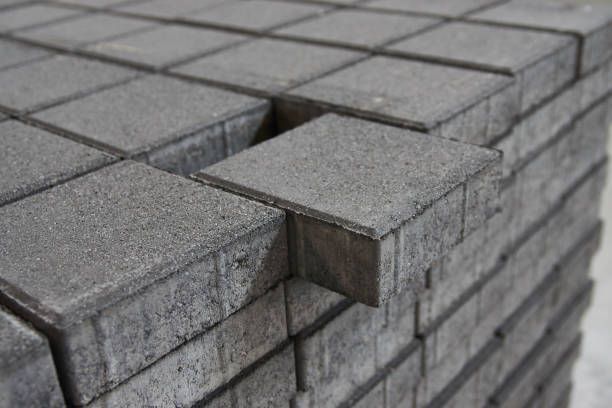 Stack Of Grey Square Paving Stones — Port Landscape Supplies in Port Macquarie, NSW