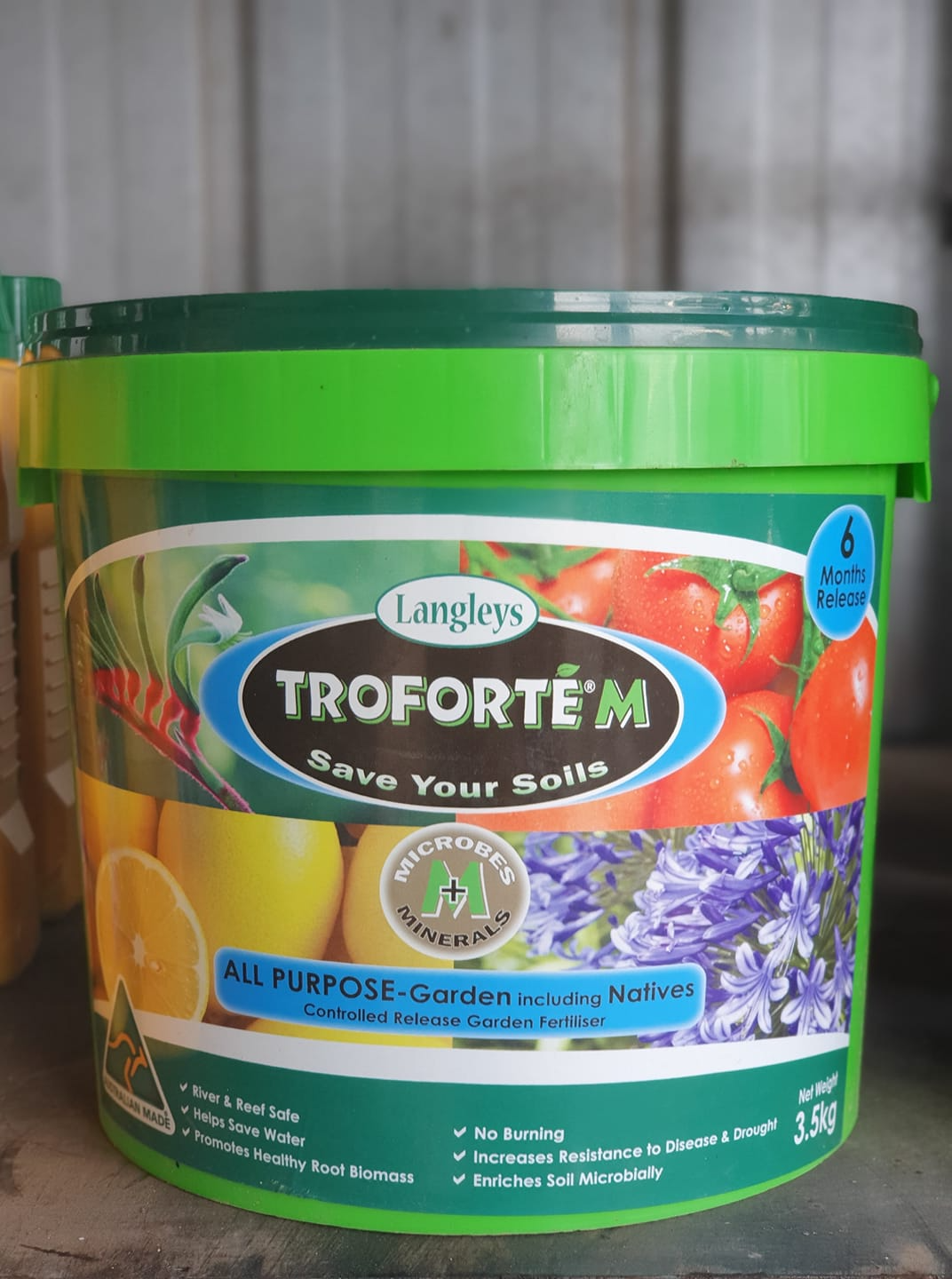 Green Bucket of Troforte M Fertilizer — Port Landscape Supplies in Port Macquarie, NSW