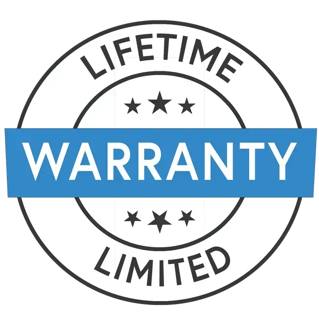 A lifetime warranty limited stamp on a white background.