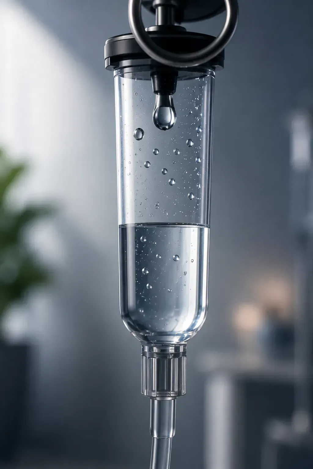 Lactated Ringer's IV drip showing physician-directed IV hydration for dehydration.