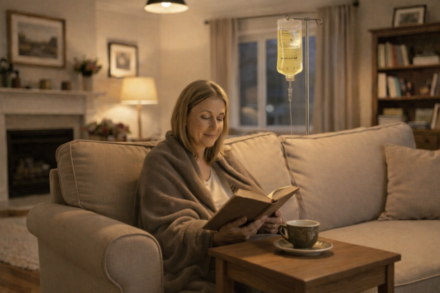 patient receiving AQUA MD Mobile IV in-home therapy for cold and flu support in Bremerton