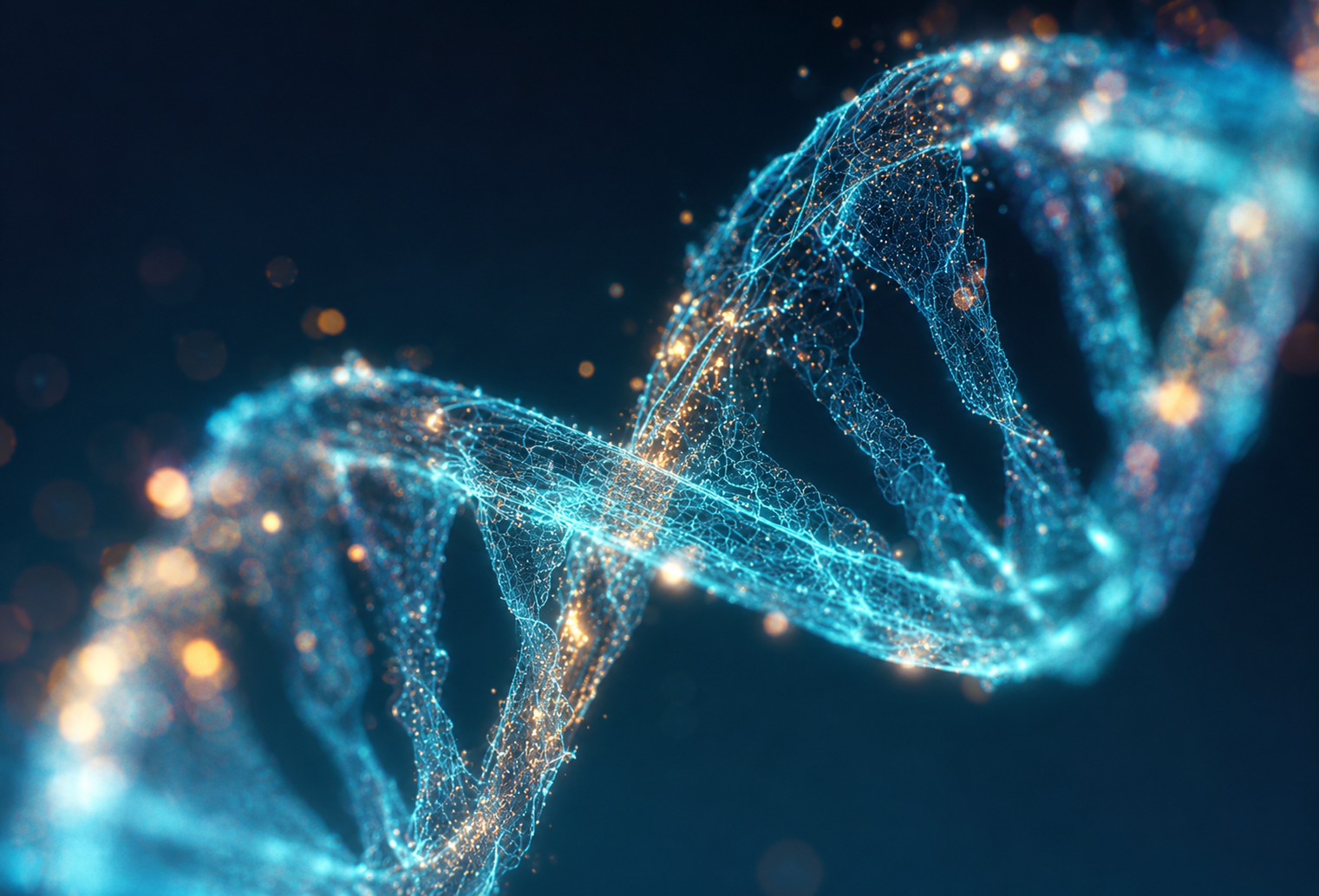 Glowing DNA illustration representing postoperative fatigue, recovery, and healing after surgery