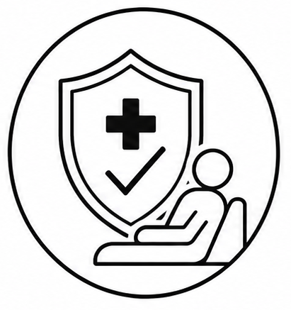 Health shield and patient recovering representing post-operative recovery support with AQUA MD Surgical Hydration & Recovery Program