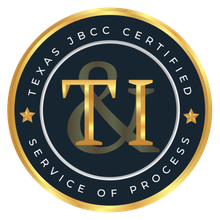 The logo for texas jbcc certified service of process