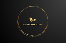 Een zwart en goud logo voor hairhouse ilona