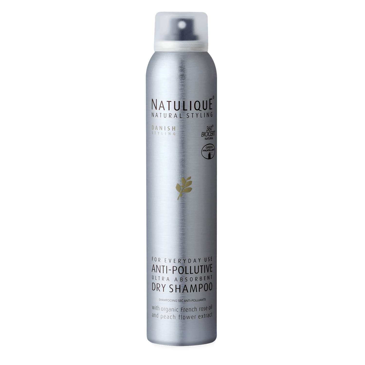 Een fles natulique anti-polluting droogshampoo