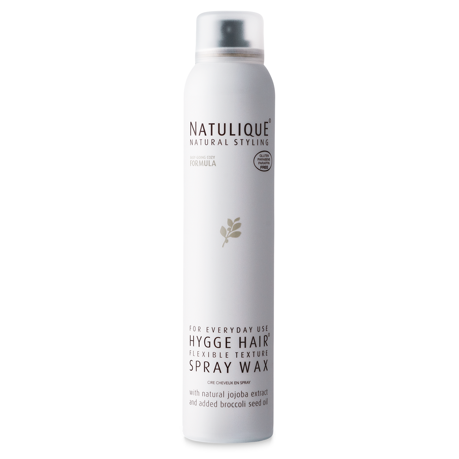 Een fles natulique spray wax op een witte achtergrond