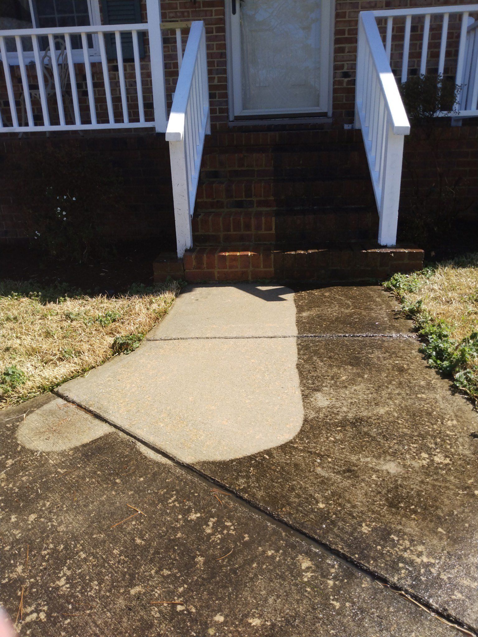 Front of house pressure washed