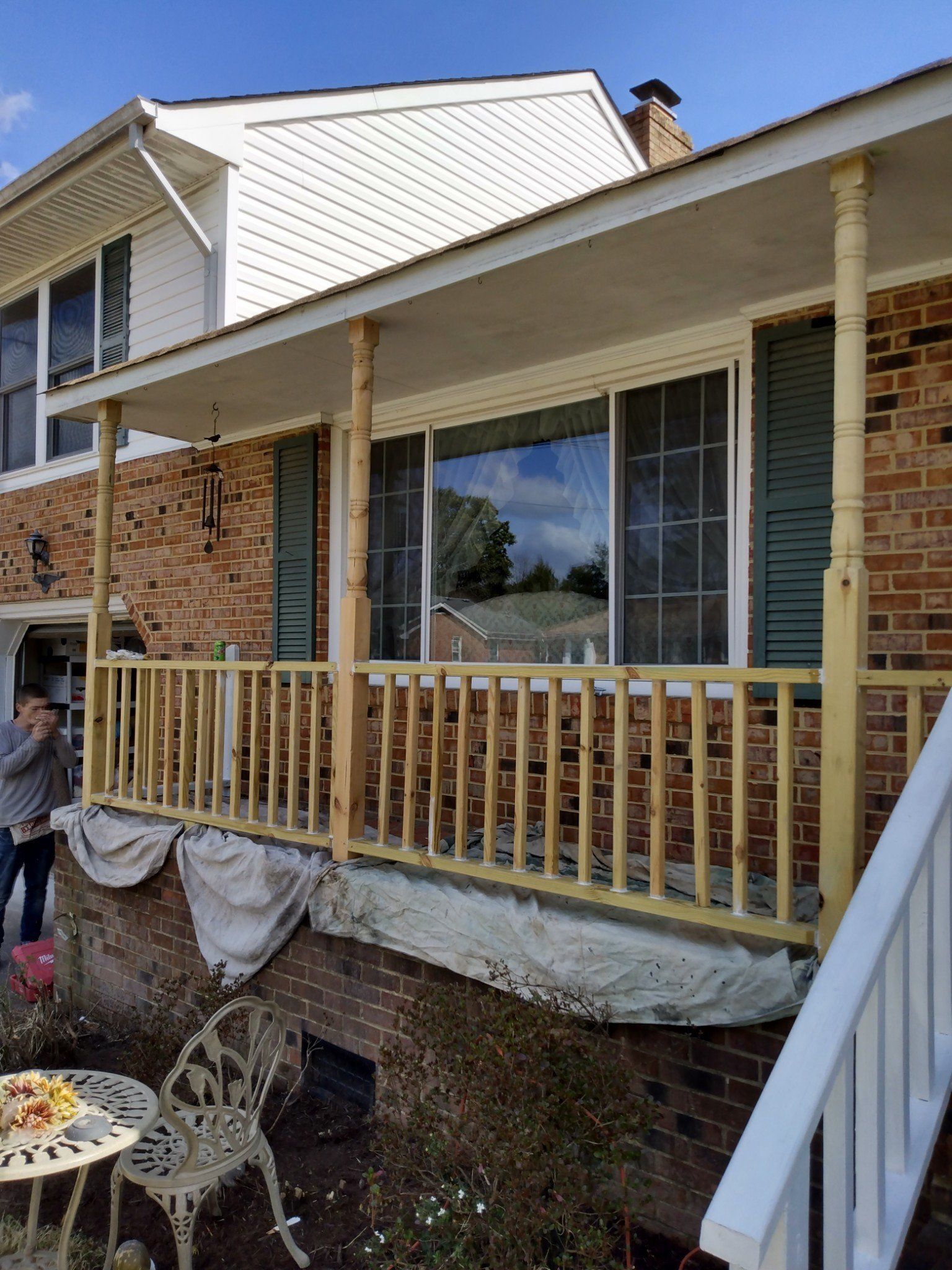 Rotten wood removed from front porch