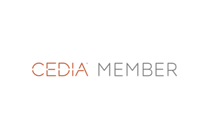 CEDIA member logo with orange CEDIA text and gray