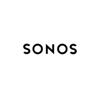 Sonos logo: Black text with a triangle replacing the 