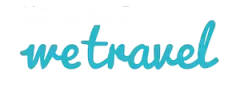Blue “wetravel” logo in cursive script on a white background