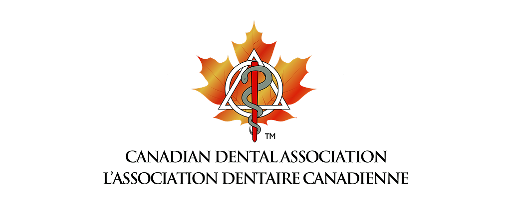 Canadian Dental Association logo with a maple leaf and bilingual text in black and red