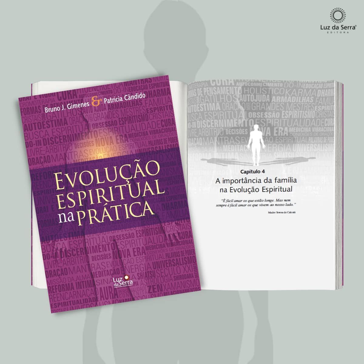 Livro Evolução espiritual na prática A book is open to a page that says evolucao espiritual na pratica