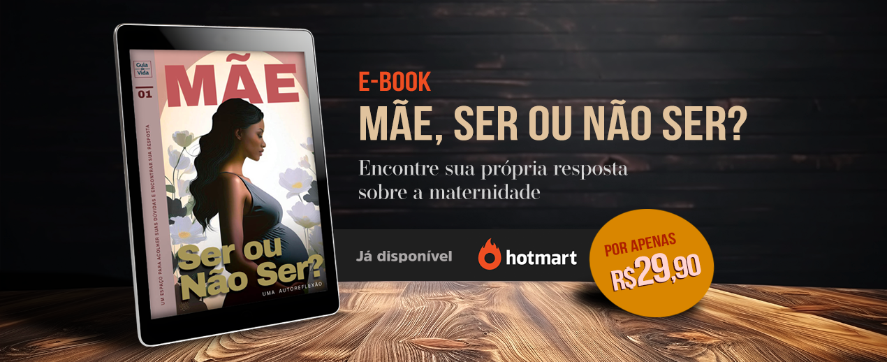 e-book: Mãe, ser ou não ser? A book and a tablet are sitting next to each other on a table.