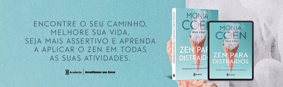 Livro Zen para distraidos A book and a tablet are sitting next to each other on a table.