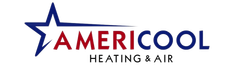 Americool Heating & Air logo with blue star and red text