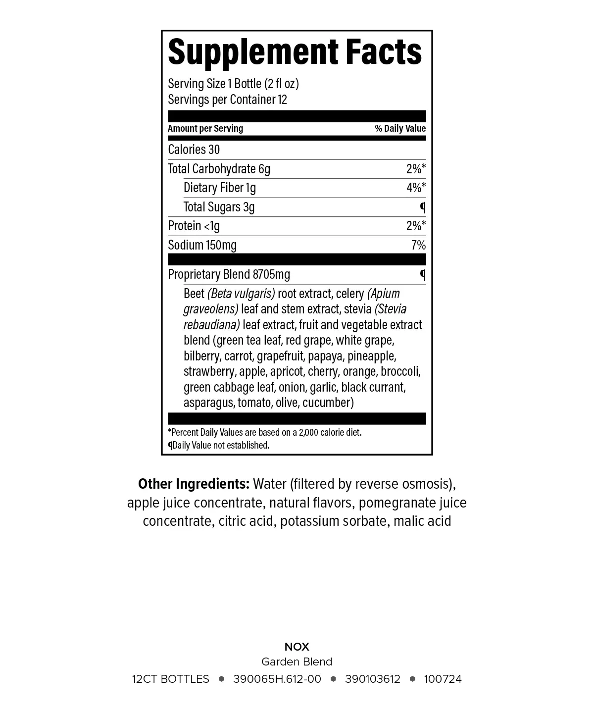 E+ supplement facts label 