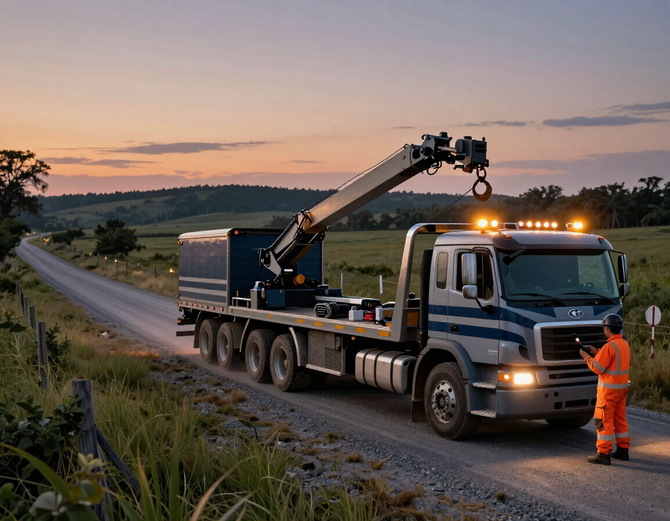 Heavy-duty towing and recovery in progress.