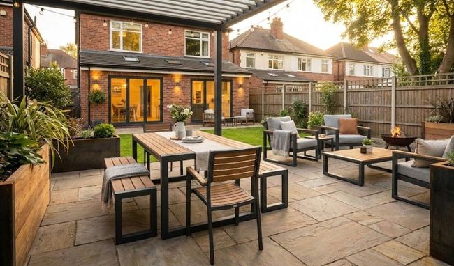 Nottingham Metalworks wood and metal garden bench  and table in Nottingham