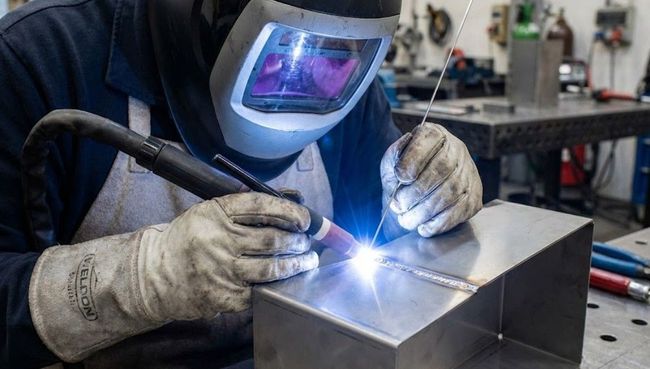 Nottingham Metalworks working on a metal sheet fabrication project at the workshop