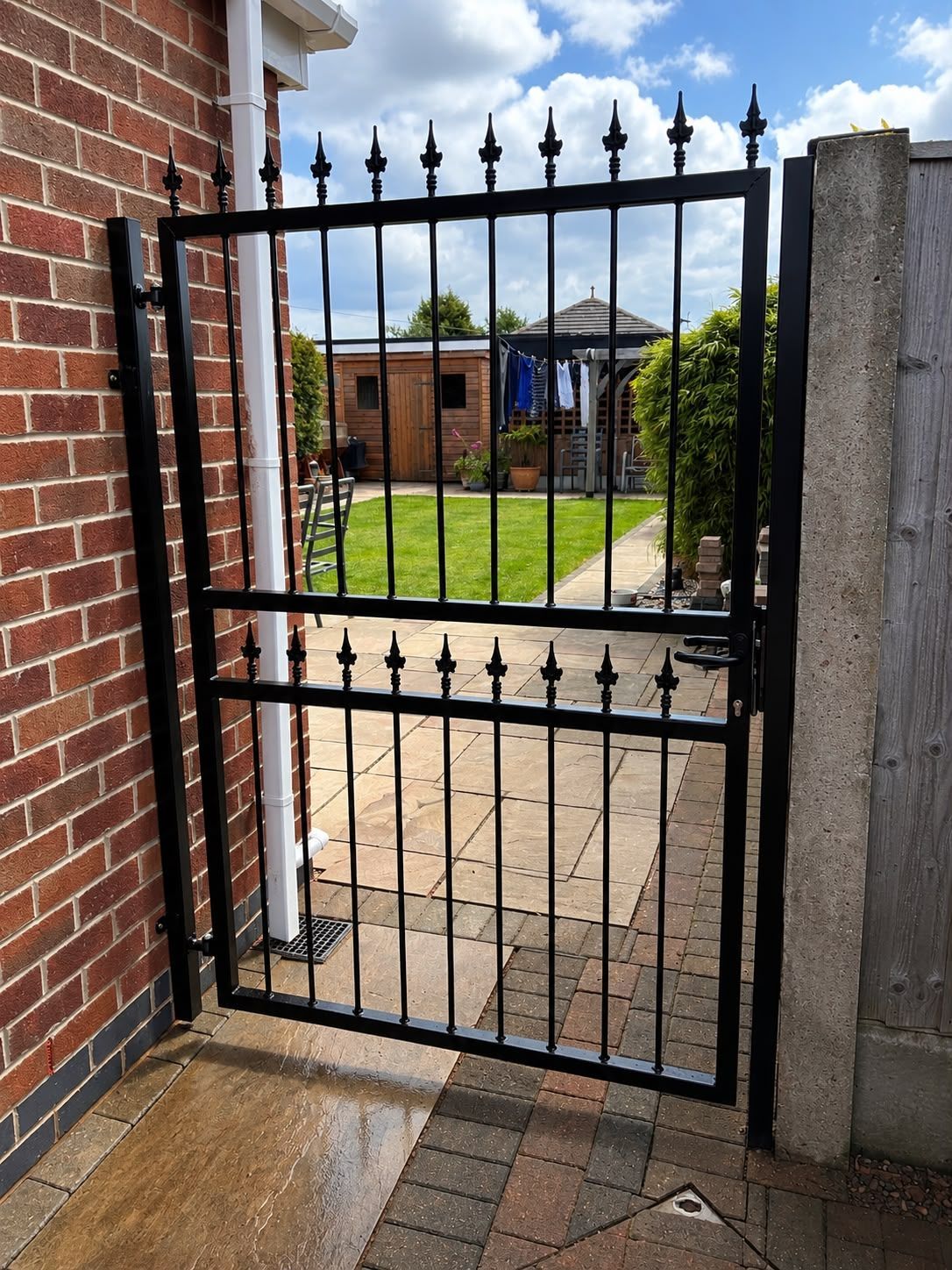 Double Spear Top Metal Garden Gate fitted by Nottingham Metalworks