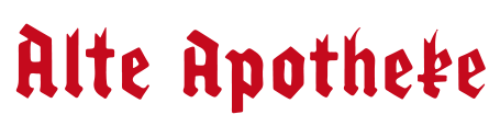 Das Wort „Apotheke“ ist in Rot auf weißem Hintergrund geschrieben.