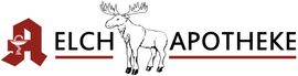 Ein Logo für die Elch Apotheke mit einem Elch darauf