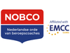 NOBCO logo: Red and blue rectangle with white text 